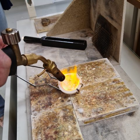 Smelting with blow torch