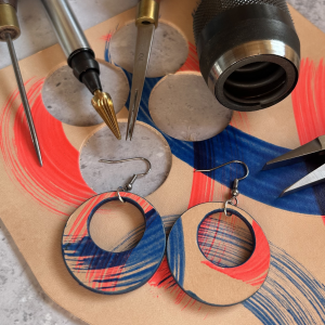 handcrafted leather earrings and tools