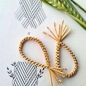 Plaited and Woven Straw Earrings