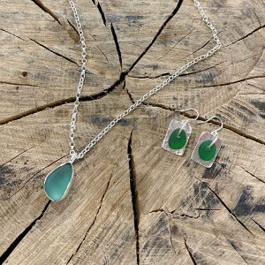 Silver Sea Glass Pendants & Earrings